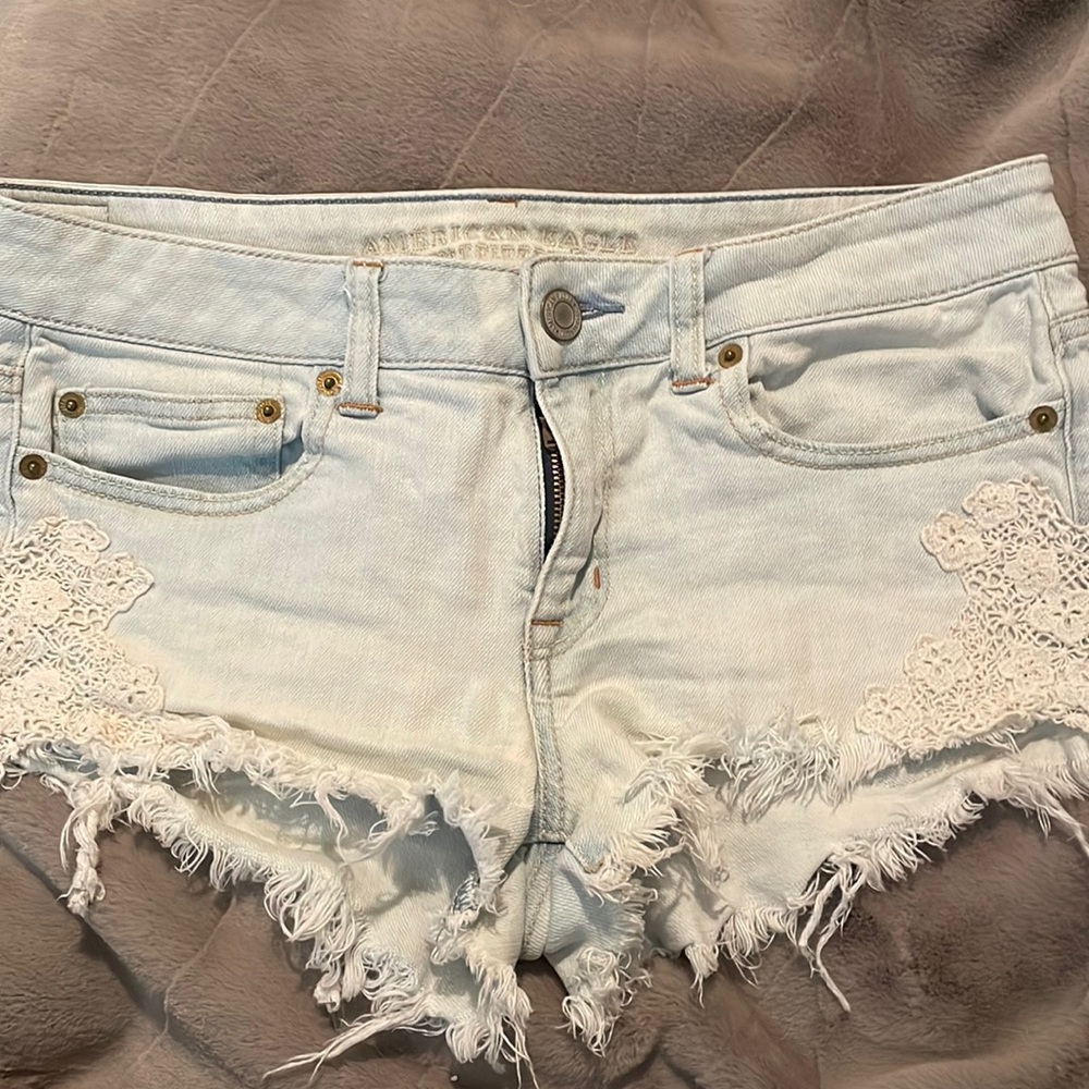 Lace jean shorts